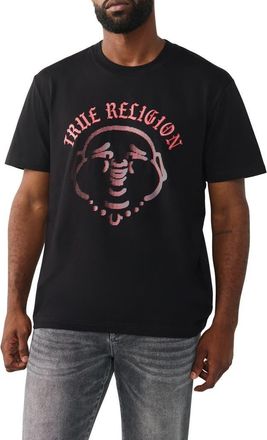 True Religion Studded Buddha Graphic T-Shirt in Jet Black at Nordstrom Rack, Size X-Large