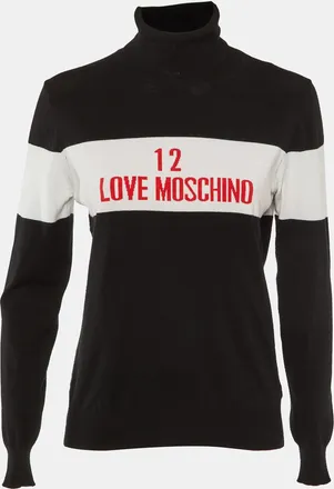 Love Moschino Black Logo Knit Turtle Neck Sweater M