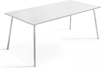 Oviala Mesa de jardín rectangular 180 x 90 x 72 cm de acero blanco