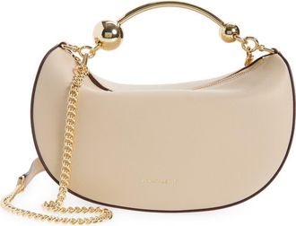 Strathberry Mini Crescent Moon Leather Shoulder Bag in Oat at Nordstrom