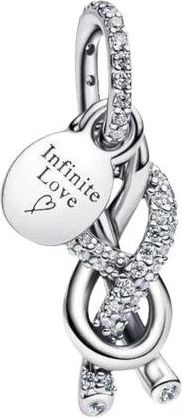 Pandora Pav&eacute; Infinity Knot Dangle Charm - Dames - Sieraden - Wit - ONE Size - Accessoires