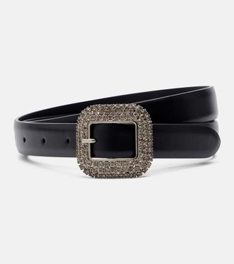 Saint Laurent Crystal-embellished leather belt