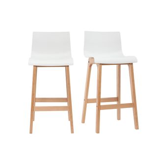 Miliboo Taburete De Bar Dise&ntilde;o Madera Y Blanco 75cm Lote De 2 New Surf
