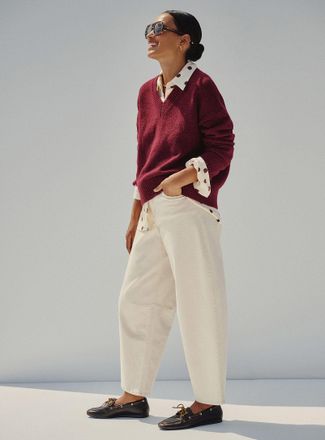 Contemporaine Womens Beige stretch jean Fit: Barrel leg, mid rise