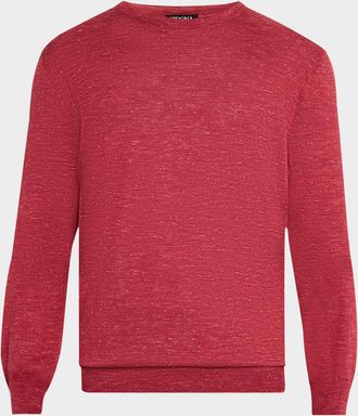 Ermenegildo Zegna Mens Azeala Cashmere, Silk and Linen Crewneck Sweater