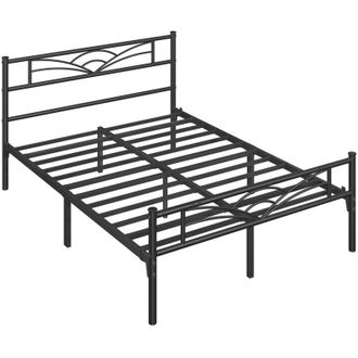 Yaheetech Yaheetech Struttura Letto in Ferro con Spazio Aggiuntivo per Camera da Letto Ospiti Soggiorno Matrimoniale 140 x 200 cm Nero