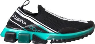 Dolce & Gabbana Zwart Blauw Sorrento Slip On Sneakers - Heren - Sneakers - Zwart - 40 1/2 EU - Leer - Schoenen