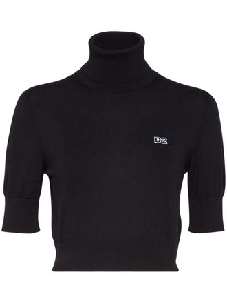 Dsquared2 Top crop D2 a collo alto - Nero