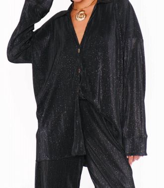 Show me your Mumu Everywhere Top In Black Shimmer Pleat
