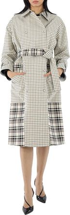 Proenza Schouler Ladies Windowpane Plaid Belted Trench Coat