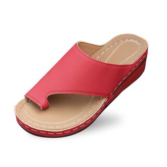 Generic 2026 Women Slippers Womens Summer Fashion Clip Toe Slope Heel Temperament Comfortable Beach (Watermelon Red, 6.5)