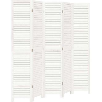 vidaXL Divisorio Ambienti 5Pannelli Bianco Legno Massello di Paulownia vidaXL