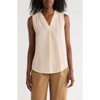 Matty M V-Neck Sleeveless Pleat Front Top in Rose at Nordstrom Rack, Size X-Small