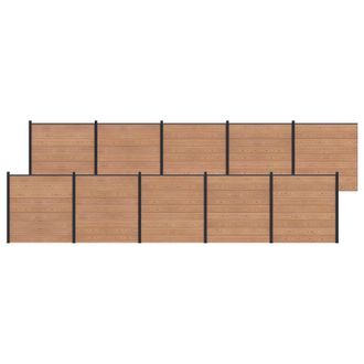 vidaXL Panel De Valla 10 Pcs Wpc Y Aluminio Marr&oacute;n Vidaxl