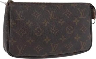 Louis Vuitton Pre-owned Monogram Pouch - Dames - Vintage Clutch - Bruin - ONE Size - Leer - Vintage