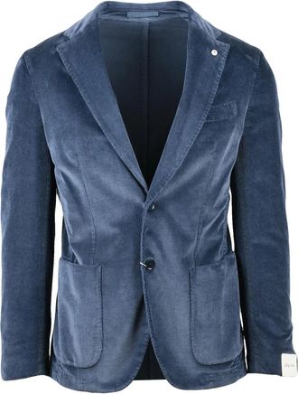 L.B.M. 1911 Tailored Velvet Jacket With Rounded Lapel And Button Closure