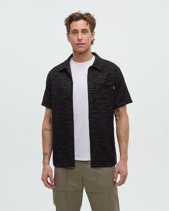 tentree Copeland Shirt in Meteorite Black Flash Stripe at Nordstrom, Size Xx-Large