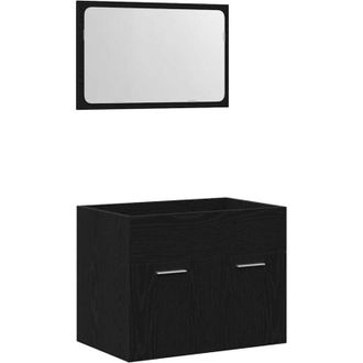 vidaXL vidaXL Set Mobili da Bagno 2 pz Rovere Nero in Legno Multistrato