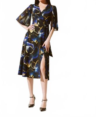 Joseph Ribkoff Floral Print Chiffon Midi Fit & Flare Dress In Black/multi