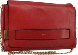 Chlo&eacute; Pre-owned Elle Chain Clutch - Dames - Vintage Schoudertas - Rood - ONE Size - Leer - Vintage
