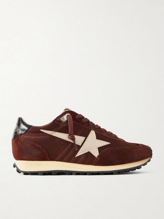 Golden Goose Sneakers In Raso E Camoscio Running Marathon - Marrone