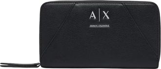 A|X Armani Exchange Compacte Portemonnee - Dames - Portefeuilles - Zwart - ONE Size - Leer - Accessoires