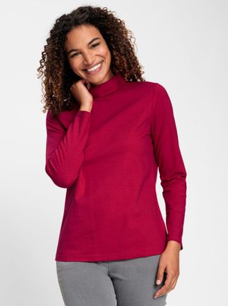 Casual Looks Rollkragenshirt CASUAL LOOKS Rollkragen-Shirt, Damen, Gr. 38, rot, 95% Baumwolle, 5% Elasthan, unifarben, Shirts Rollkragenshirt