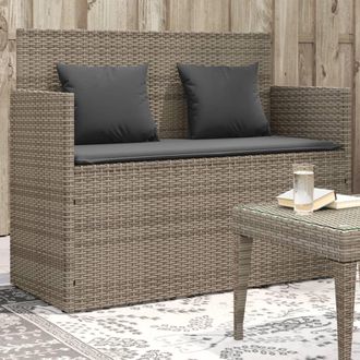 vidaXL Vidaxl - Banco De Jard&iacute;n Con Cojines Rat&aacute;n Sint&eacute;tico Gris