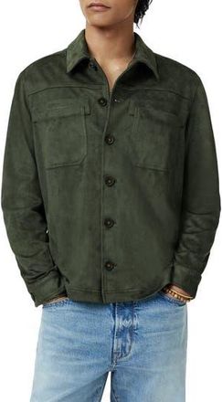 John Varvatos Mota Regular Fit Faux Suede Shirt Jacket in Moss at Nordstrom Rack, Size Xx-Large