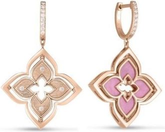 Roberto Coin 18K Rose Gold Venetian Princess Pirouette Diamond & Rhodonite Flower Drop Earrings - 8883468Axerxr