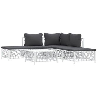 vidaXL Juego De Muebles De Jard&iacute;n 6 Piezas Con Cojines Acero Blanco Vidaxl