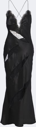 Roberto Cavalli Lace-trimmed silk satin slip dress