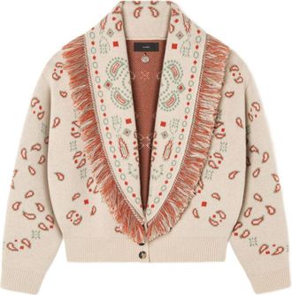 Alanui Womens Bandana Jacquard Cashmere And Wool Cardigan