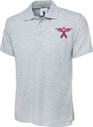 Generic Breast Cancer Warrior Polo Embroidered Ribbon Health Awareness Pink Ribbon Medical Novelty Tops (Heathergrey, XXL, xx_l)