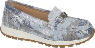 Jo & Joe Ladies Casual Slip-On Smooth Leather Comfort Sporty Wedge Loafer with Chain Trim Sizes 4-8 (Blue Multi, UK Footwear Size System, Adult, Women, Numeric