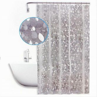 Trade Shop Trade Shop - Tenda Doccia Vasca Antimuffa Impermeabile Bianca Con Sassolini 240 X 200cm 59526