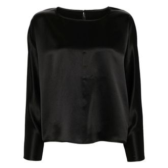 By Malene Birger Dames, Blouses & Shirts, Zwart, Maat: M Leer
