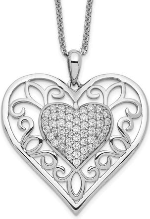 Diamond2Deal Sterling Silver Antiqued Cubic Zirconia To My Daughter Heart Necklace