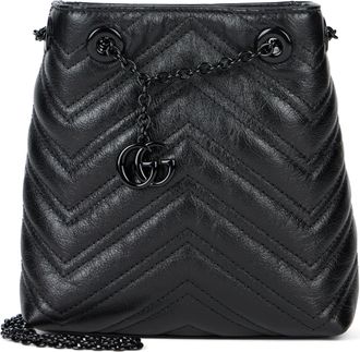 Gucci Womens Shoulder Bag Marmont Mini Black Calf Skin