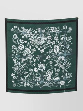 Gucci silk floral-print logo-print square scarf