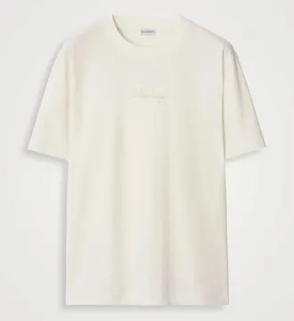 Burberry Check Cursive Logo Cotton T-shirt, Size Medium