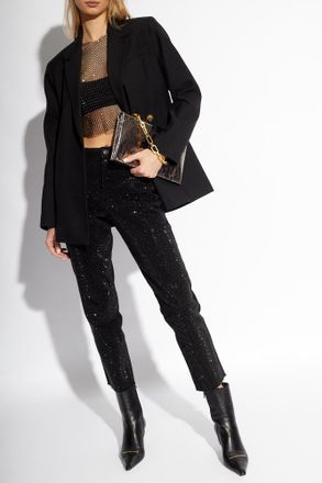 AllSaints Calytrix Sparkling Crop Top, Womens, Black