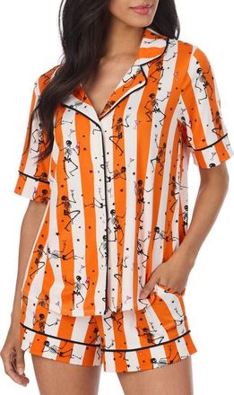 Room Service PJs Print Boxer Pajamas in Orange Stripe at Nordstrom, Size X-Small