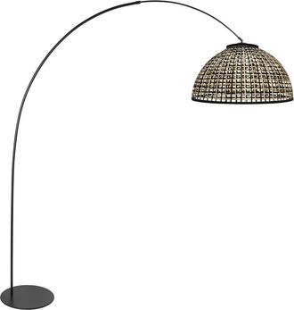 Anne Lighting L&aacute;mpara De Pie - Natural Negro - Curve - Bamb&uacute; Metal - L&aacute;mpara De