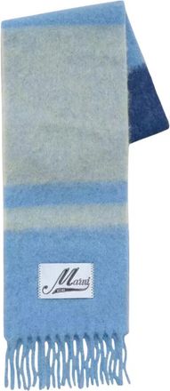 Marni Blauw Gestreepte Franje Sjaal - Dames - Wintersjaals - Blauw - ONE Size - Wol - Accessoires