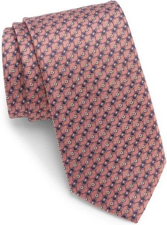 Canali Medallion Geo Silk Jacquard Tie in Pink at Nordstrom
