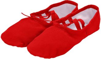 Generic Girls Soft Ballet Shoes Indoor Solid Dance Flats Ballerina Training Soft Sole Flats Kids Summer Ballet Slippers (Red, 13 Little Child)