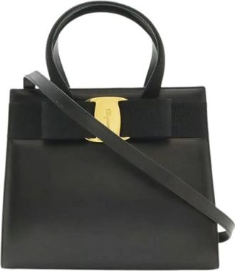 Ferragamo Pre-owned Vara Leather 2way Handbag - Dames - Vintage Handtas - Zwart - ONE Size - Leer - Vintage