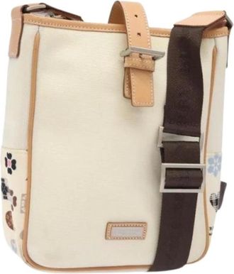 Burberry Pre-owned Cross Body Bags, female, Beige, Size: ONE SIZE Pre-owned Canvas Shoulder Bag