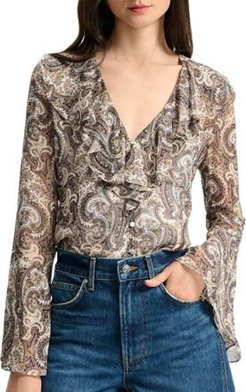 Veronica Beard Kyrie Silk Blouse In Dove Multi